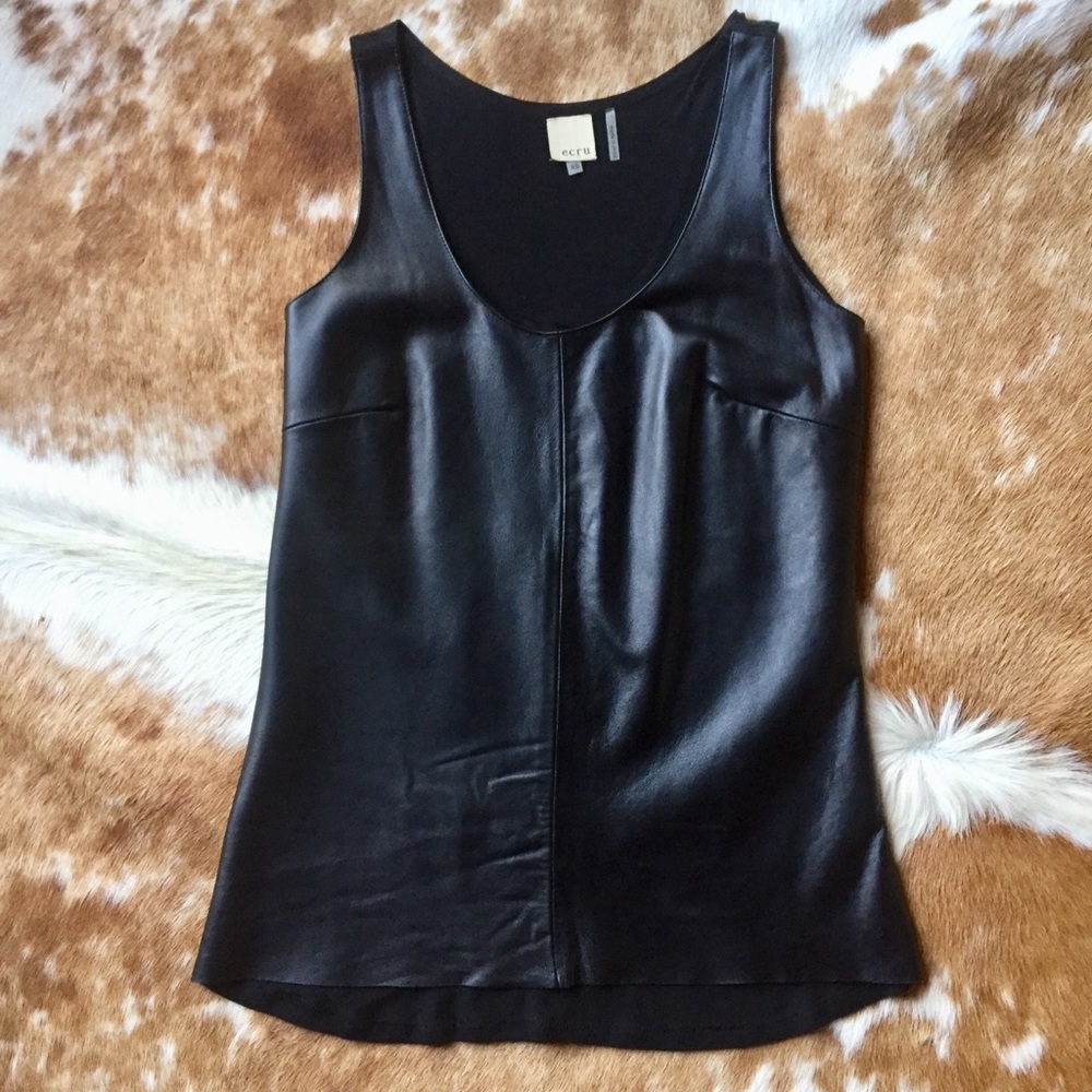 Ecru Black Soft Leather Tank